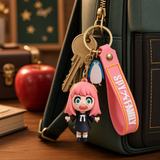 3D PVC Figure Keychain - Spy x Family - Anya Forger With Open Mouth And Penguin