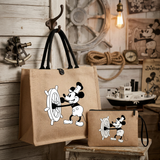 Backpack Purse - Disney - Steamboat Willie Mickey Jute Tote & Pouch Set