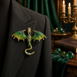 Brooch - Green Dragon Rhinestone
