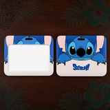 ID Card Badge Holder - Lilo & Stitch - Stitch Peeking Over White Sign Horizontal