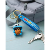 3D PVC Figure Keychain - Plaza Sesamo - Cookie Monster Eating Cookie