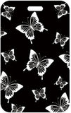 ID Card Badge Holder - Generic - White butterflies on black Scattered Monochrome Butterflies