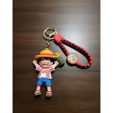 3D PVC Figure Keychain - One Piece - Luffy Striped Shirt Holding Barrel