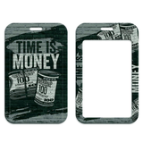 ID Card Badge Holder - Time Is Money Quote with Money Rolls