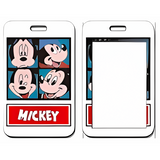 ID Card Badge Holder - Mickey & Friends - Mickey Mouse Four Expressions Red Text