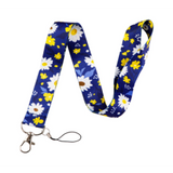 Lanyard - Blue lanyard with white and yellow daisies - DESIGN