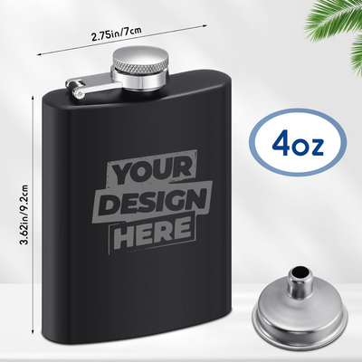Premium Laser Engraving - Matte Black Pocket Flask