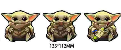 3D Lenticular Sticker - Star Wars - Grogu Holding Bowl, Cup & Bottle