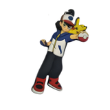 Pokémon Ash Ketchum holding Pikachu and Poké Ball PVC keychain