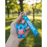3D PVC Figure Keychain - Lilo & Stitch - Stitch Holding Pink Heart