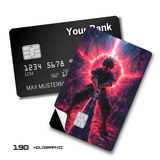Credit Card Skin Sticker - Black Clover - Fiery Red Asta Sword Stance - Holographic