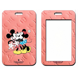 ID Card Badge Holder - Mickey & Friends - Mickey And Minnie Hugging On LV Monogram Pink