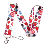 Lanyard - Mixed Berries (Strawberries, Blueberries, Raspberries, Blackberries) on White Background