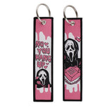 Embroidery Keychain - Scream - Ghostface (Pink / No You Hang Up)