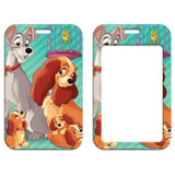 ID Card Badge Holder - Lady and the Tramp - Lady Tramp Family Portrait Puppies Teal Stripe Birdcage