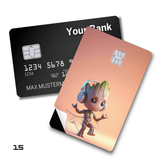 Marvel Baby Groot Dancing with Headphones card skin sticker