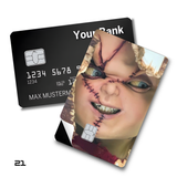 Child's Play Chucky Doll Stitched Face Close-up card skin sticker