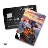 WALL-E Holding Flower at Sunset card skin sticker