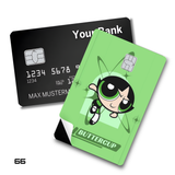 The Powerpuff Girls Buttercup Posing on Green Background card skin sticker