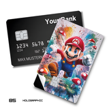 Mario Jumping with Colorful Splatter card skin sticker
