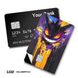 Pokemon Gengar Grinning with Yellow Paint Splatter card skin sticker