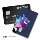 Pokemon Minimalist Geometric Gengar on Blue card skin sticker