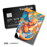 Pokemon Flying Charizard with Abstract Flames card skin sticker