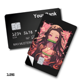 Demon Slayer Nezuko Kamado with pink eyes card skin sticker