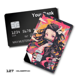 Demon Slayer Nezuko Kamado in colorful abstract style card skin sticker