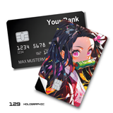 Demon Slayer Nezuko Kamado close-up with bamboo card skin sticker