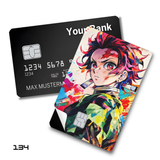 Demon Slayer Tanjiro Kamado in colorful art style card skin sticker
