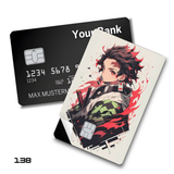 Demon Slayer Tanjiro Kamado in minimalist style card skin sticker