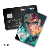 Demon Slayer Giyu Tomioka with water pattern card skin sticker