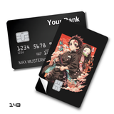 Demon Slayer Tanjiro and Nezuko with butterflies card skin sticker