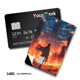 Attack on Titan Levi vs Colossal Titan Amidst Fire card skin sticker