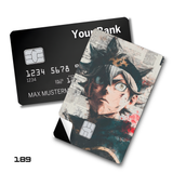 Black Clover Asta intense gaze newspaper art card skin sticker