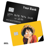 One Piece Pensive Monkey D. Luffy on Yellow card skin sticker