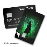 One Piece Roronoa Zoro Silhouette with Green Swords card skin sticker
