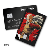 One-Punch Man Saitama in a powerful fighting pose card skin sticker