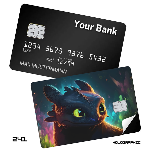 Credit Card Skin Sticker - How to Train Your Dragon - Close-up Of Toothless The Dragon - Holographic