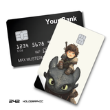 How to Train Your Dragon Hiccup riding Toothless in the sky card skin sticker