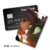 How to Train Your Dragon Hiccup hugging Toothless the dragon card skin sticker