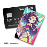 DC Comics Chibi Wonder Woman Colorful Portrait card skin sticker