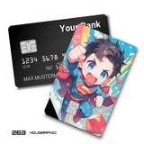 DC Comics Chibi Superman Flying Through Sky card skin sticker