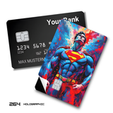 DC Comics Superman with Colorful Paint Splatter card skin sticker