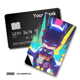 DC Comics Chibi Batman in Colorful Cyberpunk Style card skin sticker