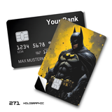 DC Comics Gritty Batman on Yellow Background card skin sticker