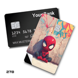 Marvel Chibi Spider-Man sitting by graffiti wall card skin sticker