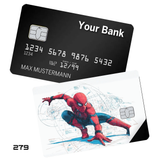 Marvel Spider-Man crouching over a city map card skin sticker