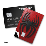 Marvel Black Spider-Man logo on red background card skin sticker